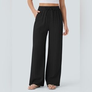 HALARA Black Wide-Leg Drawstring Pants